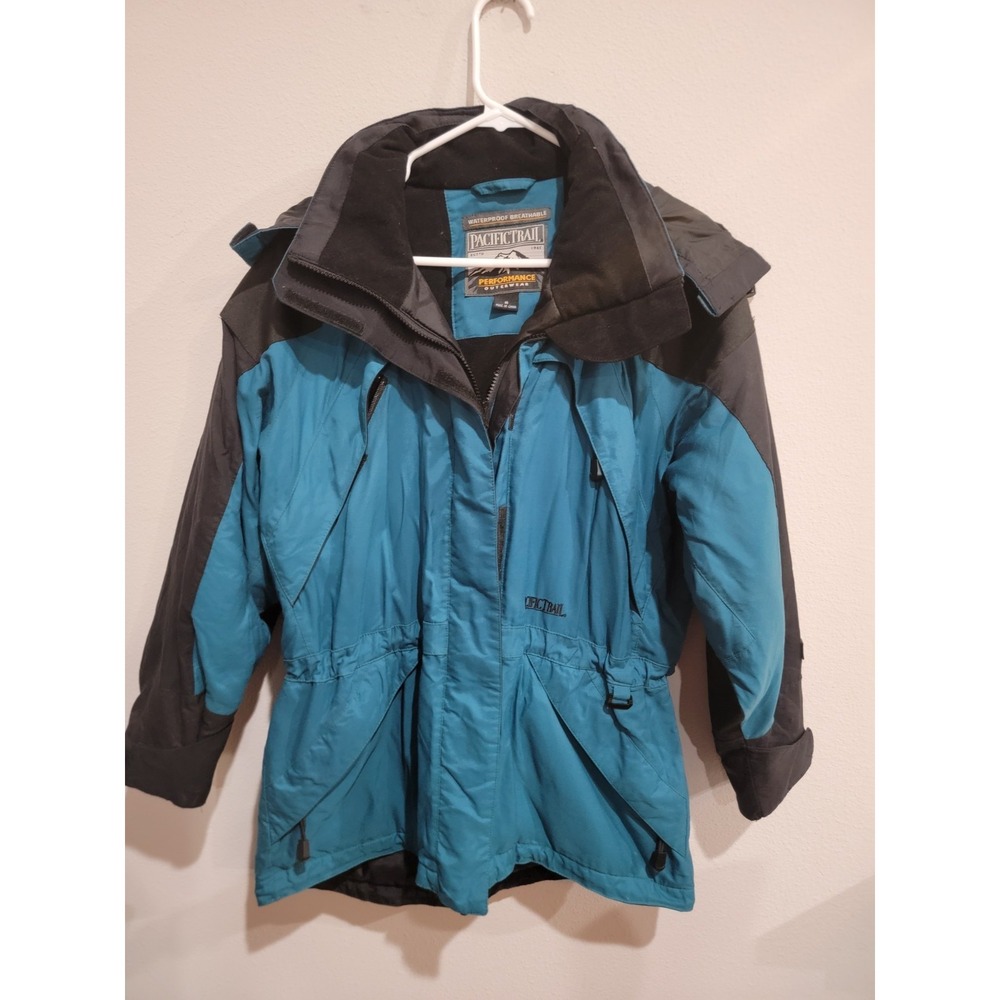 Pacific Trail Storm Tech Anorak Barn Jacket Hood Sz. S Teal Blue Vintage